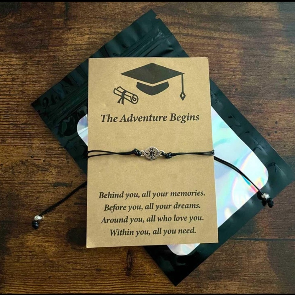 NWT “The Adventure Begins” Graduation‎ Bracelet with card.